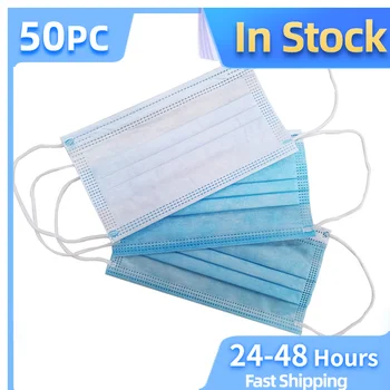 

Makeup mirror 50pcs Solid In Stock Covers Mouths Mascarillas Desechables Masker 3Ply One time Skin Masks Masker Mascarillas