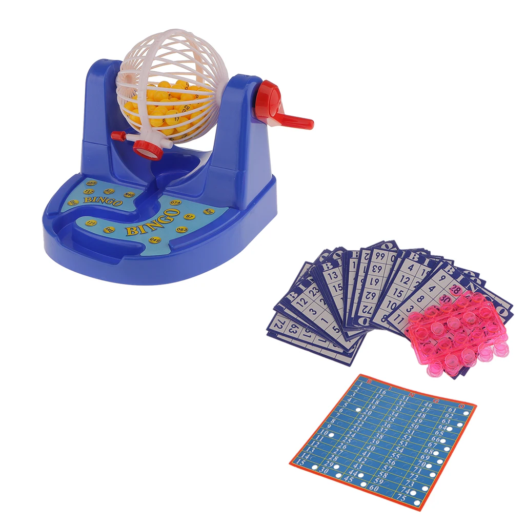 Colorful Compact Bingo Cage Chips Card Set Home Travel Recreation Bingo Game