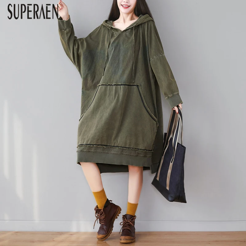 SuperAen, корейский стиль, толстовка, Дикий хлопок, женские толстовки, новинка, зимние толстовки с капюшоном, женская одежда, большие размеры