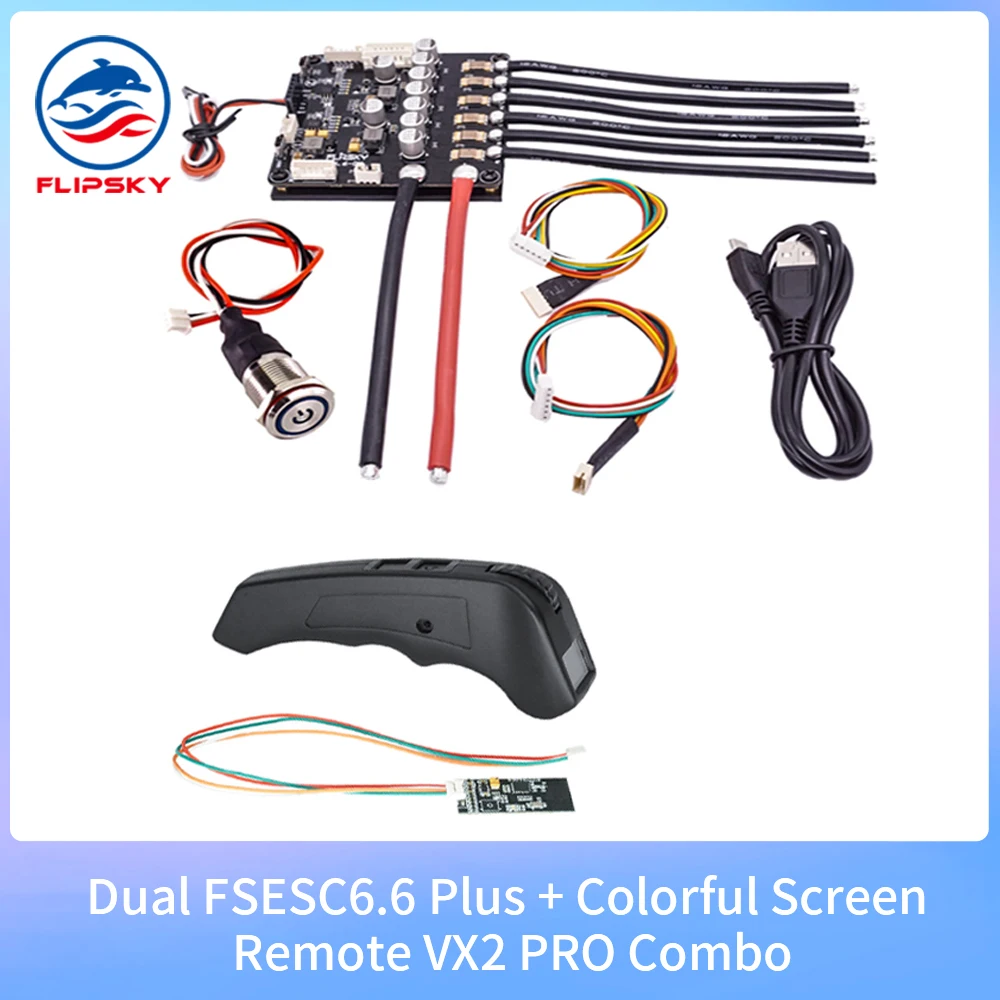 Dual FSESC6.6 Plus + Pantalla remota colorida VX2 PRO + Bluetooth Combo para controlador de velocidad eléctrico Flipsky Longboard, accesorios DIY