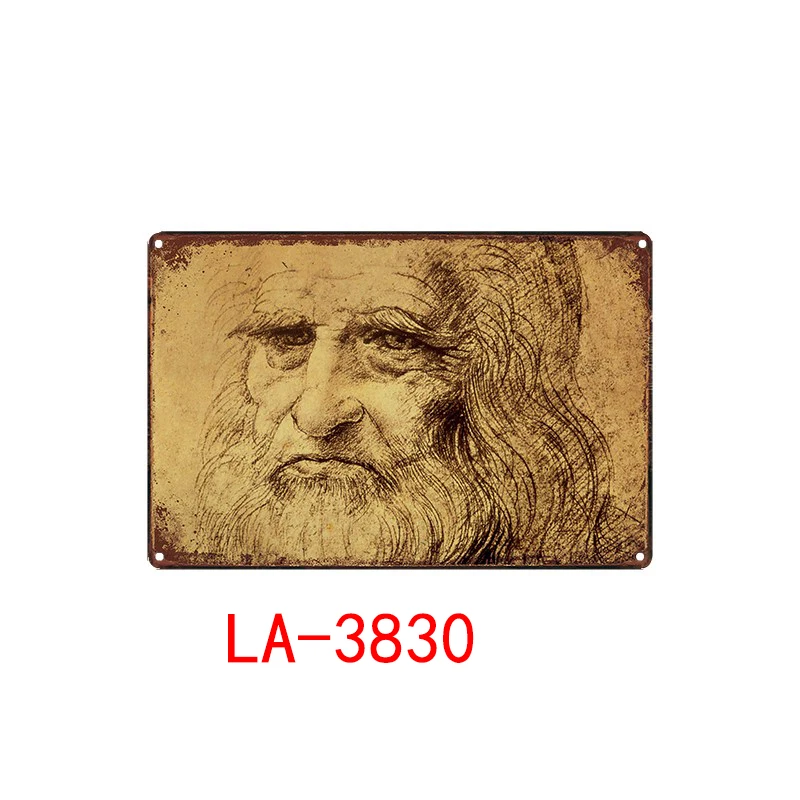 Белый Эскиз леonardo da Vinci-металлические вывески, настенный плакат, доска, мотор, настенная живопись, античный винтажный бар, паб, Декор - Цвет: Белый