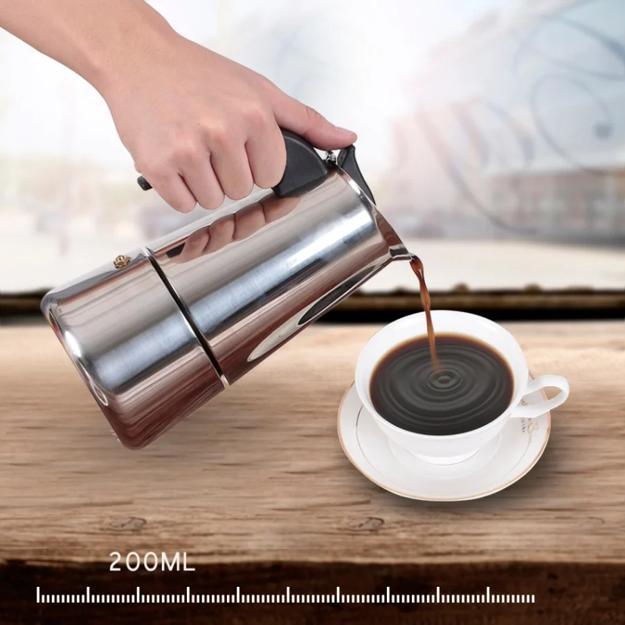 200ml Чайник Moka, Кофеварка, эспрессо, плита, Перколятор, эспрессо, чайник, плита, топ, Кофеварка, итальянский эспрессо, Кофеварка, горшок - Цвет: 200ml