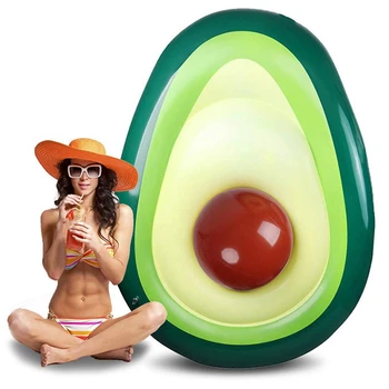 

Inflatable Avocado Pool Float - Floatie with Ball Water Fun Large Blow Up Summer Beach Party Toys Raft for Kids Adults