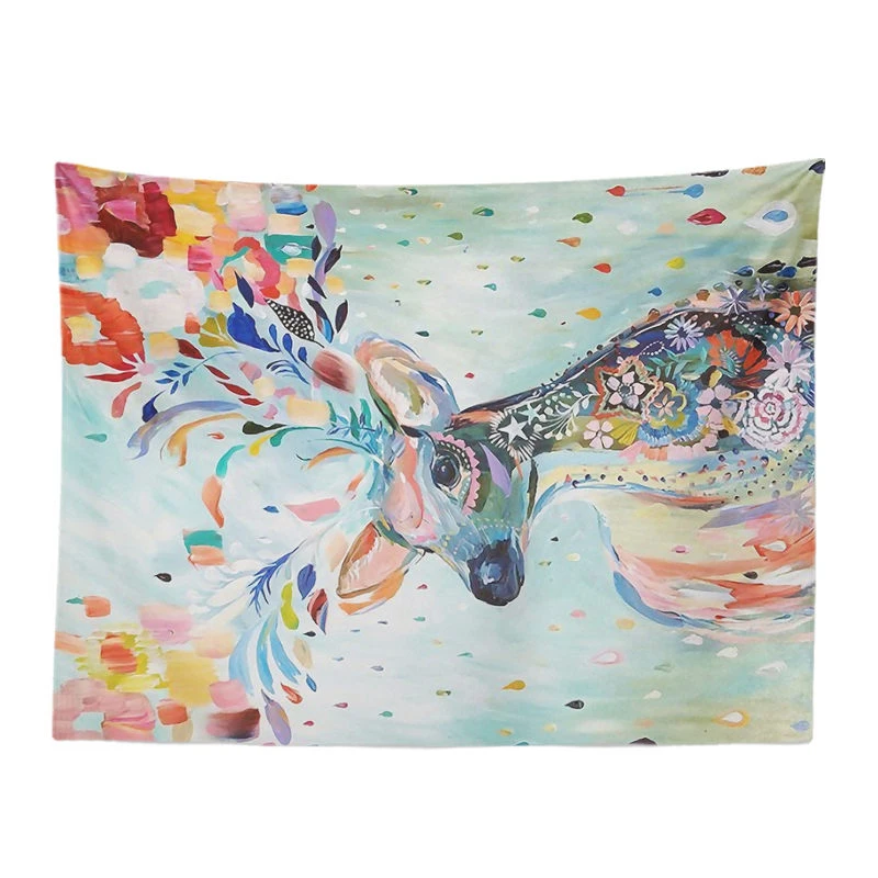 

Dream Animal Tapestry Color Fawn Unicorn Petals Whale Cartoon Floor Mat Home Living Room Decoration Large Polyester Picnic Mat