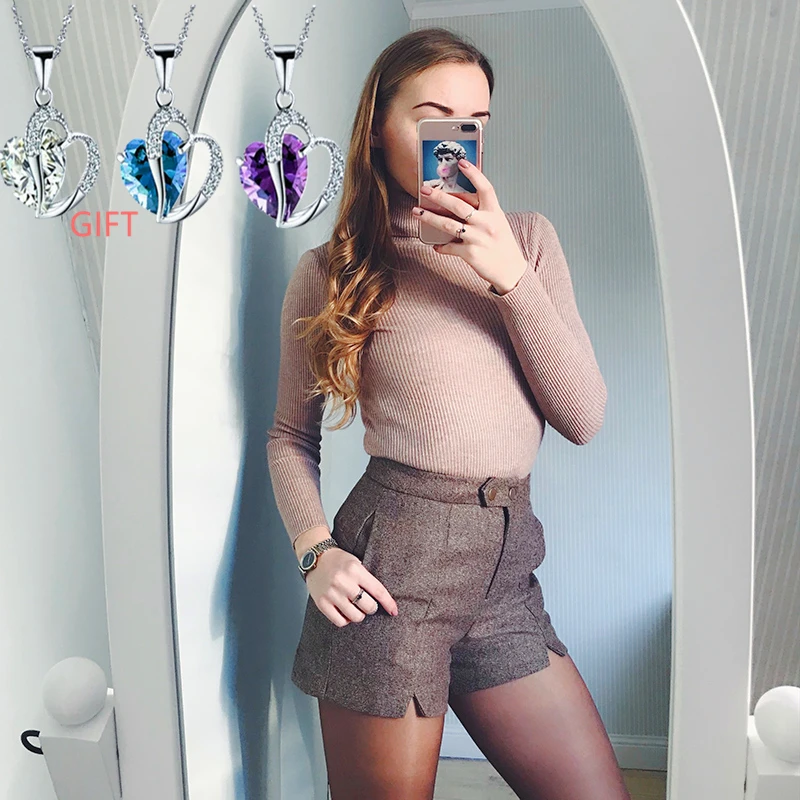 

Knitted Sweater Women Runway Pullovers High Collar Korean Women's Clothing Winter 2019 Long Sleeve Solid Jumpers Female Top