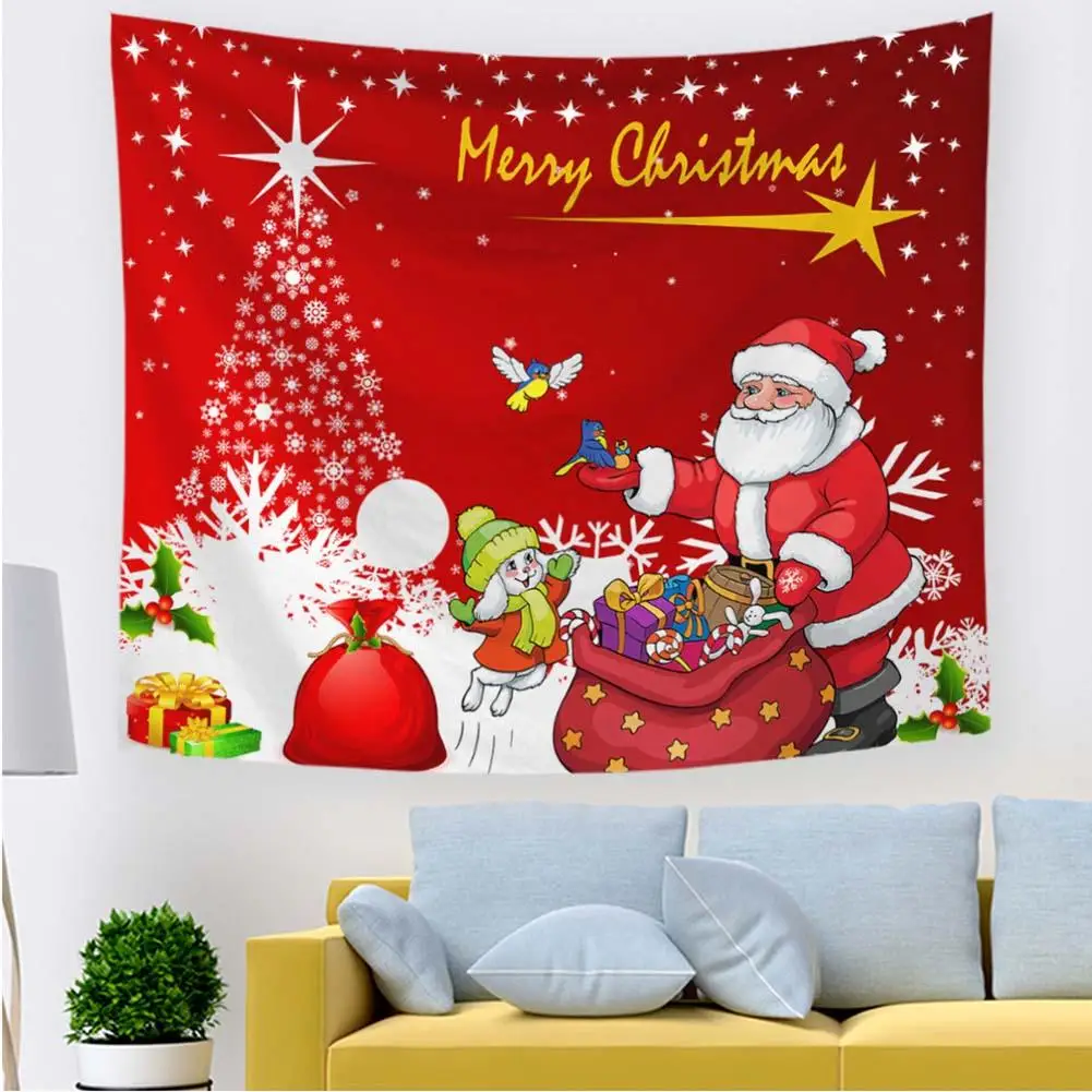 

Christmas Santa Claus Snowman Wall Hanging Tapestry Mat Home Bedroom Party Decor