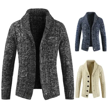 

Men's Jacket lapelCollar Warm Tops Cardigan Sweater Shawl Knitted Jumper Coat