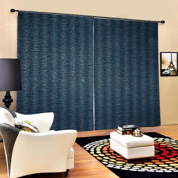 

Solid color curtain blue curtains Customized size Luxury Blackout 3D Window Curtains For Living Room