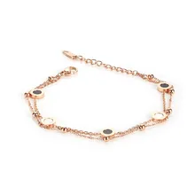 Новые корейские двухслойные женские браслеты, женские простые серебряные ювелирные изделия из нержавеющей стали, Круглый Женский браслет из розового золота