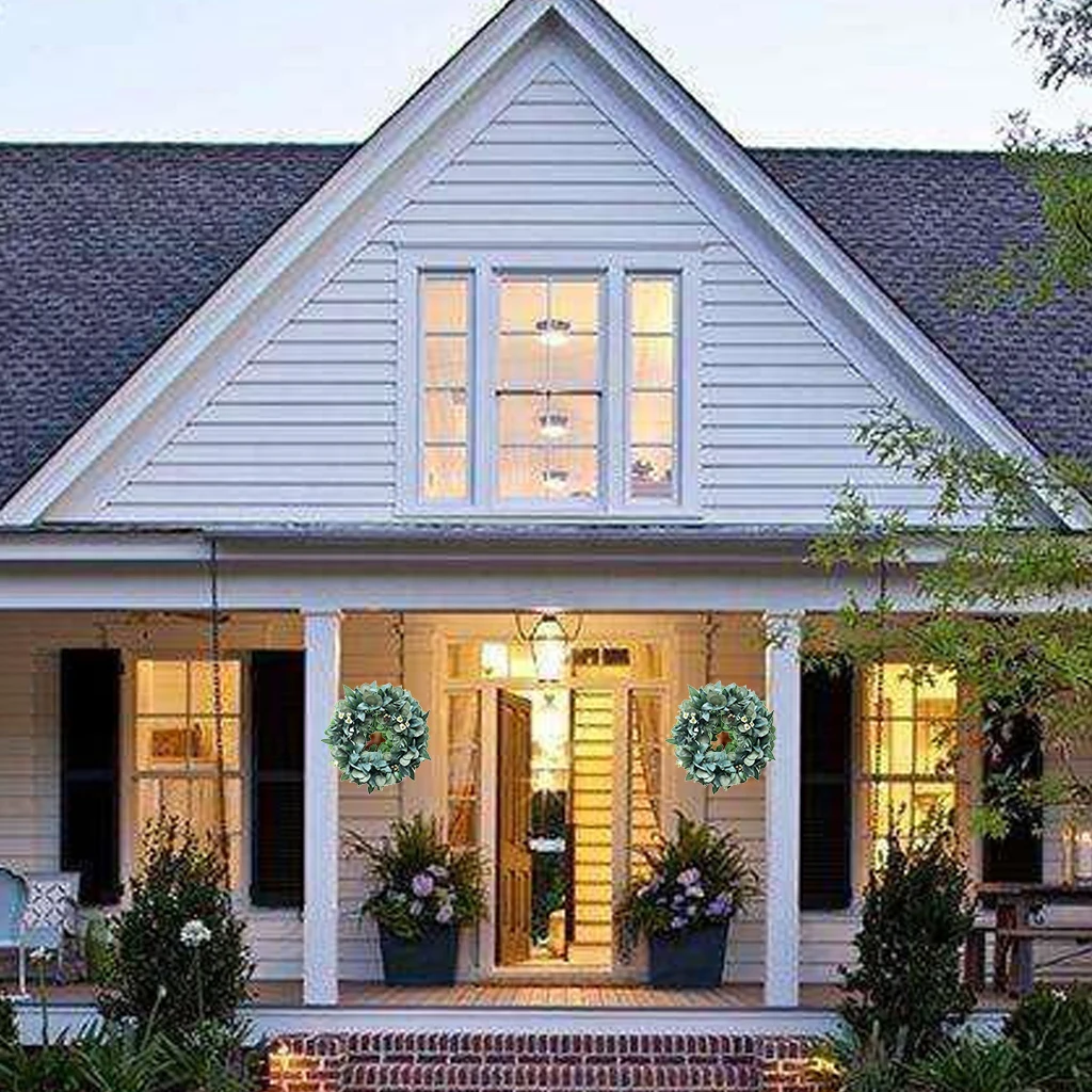 Party Decor Artificial Green Leaves Wreath 13.8/16.9/20.8 Inch Front Door Wreath Shell Grass Boxwood Wreath For Wall Window