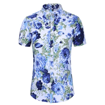 

Men's Shirts Fashion Floral Slim Short Sleeve Blouse Male Fashion Wild Party Plus Size Shirt Tide Summer New 2020