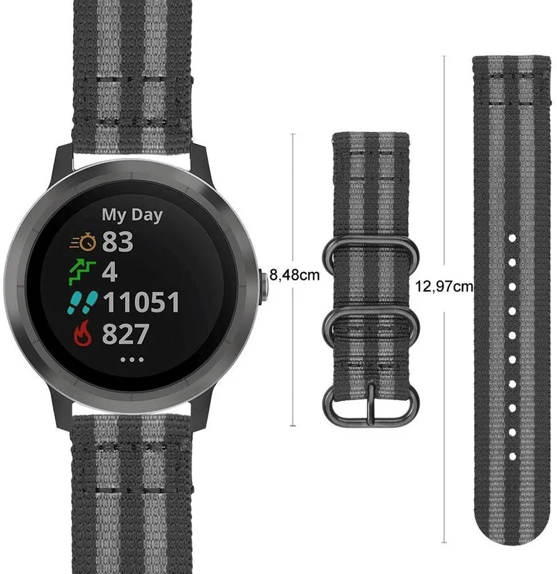 Ремешок для Garmin Vivoactive 3 Музыка/Vivoactive 3/Vivomove HR/Forerunner 245/645 музыка Smartwatch 20 мм Мягкий Нейлоновый манжет полосы