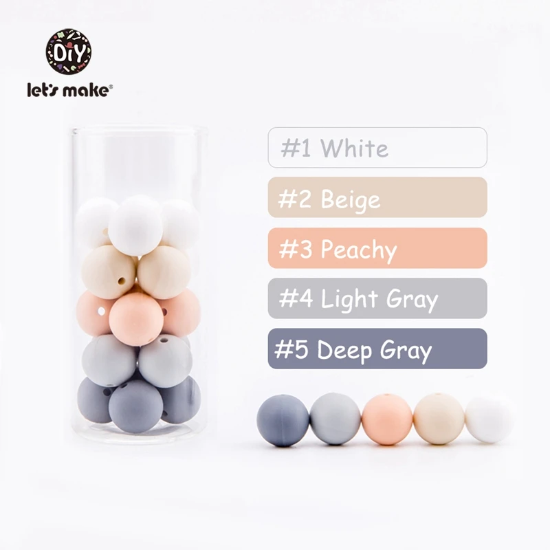 Gray-Peachy Series Детские Прорезыватели для зубов, силиконовые бусины, 20 шт, 12 мм, круглые силиконовые детские Прорезыватели для зубов, пищевое качество, силикон для жевания, Детские Прорезыватели для зубов - Цвет: Gray-Peachy Series