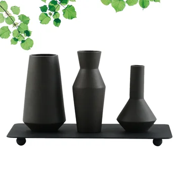 

4PCS Magnetic Suction Ceramic Vase Wrought Iron Hydroponic Container Stylish Scindapsus Aureus Flower Vase Simple Household Desk