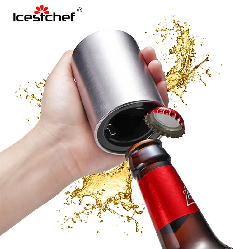 ICESTCHEF нержавеющая сталь открывалка для пивных бутылок автоматическая крышка