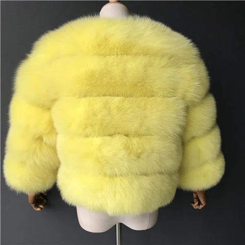 Женские пальто из натурального Лисьего меха для женщин, теплое пальто из натурального Лисьего меха, зимняя женская меховая куртка, женские цветные пальто из натурального меха - Цвет: Yellow