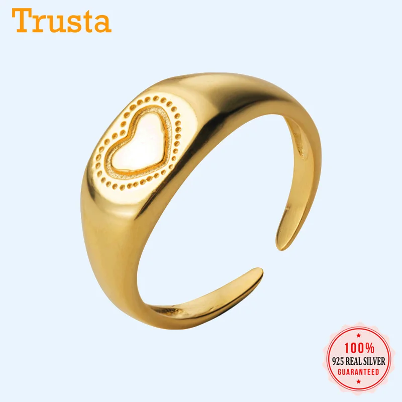 Trusta, 925 пробы, серебряное кольцо, сердце/снег, выгравировано, открытый размер, хорошее ювелирное изделие, чистое серебро, кольца, подарок для любви DS1481