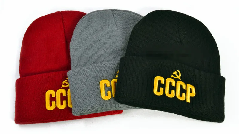 Русская популярная шерстяная шапка с буквенным принтом CCCP, трехмерная вязанная шапка с вышивкой, Зимний пуловер и шапка, шерстяная шапка, теплая шапка