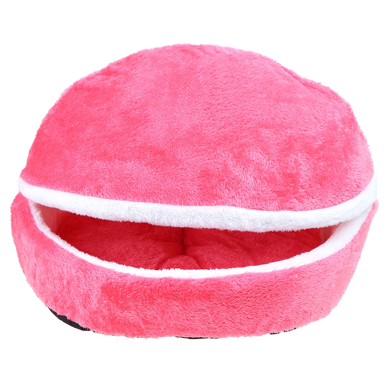 rose Теплая кровать для кошки, собачий домик, гамбургер, надувная кровать, ветрозащитный коврик для питомца, гнездо для щенка, ракушка, прячется, Булочка для бургеров, для зимы - Цвет: rose