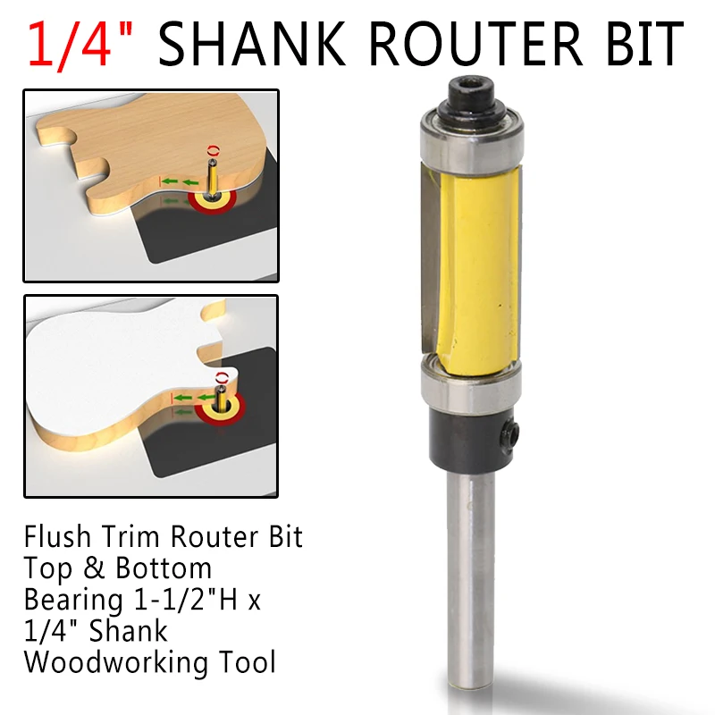 DSPIAE заподлицо фрезы верхний нижний подшипник 1-1/" H x 1/4" хвостовик, деревообрабатывающий инструмент ручные инструменты нож напильники запчасти Новинка