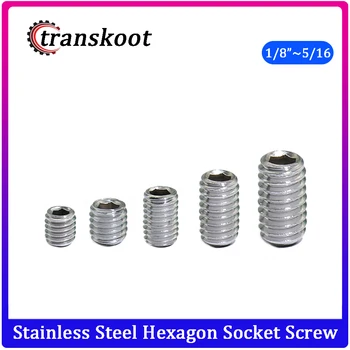 

50pcs Stainless Steel 304 Set Screw Hex Socket Screw Imperial Set Screw Inch Grub Screw 5/16 1/4 3/16 5/32 1/8