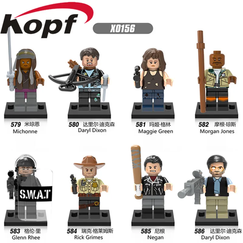 

Single Sale Building Blocks Super Heroes Morgan Jones Negan Rick Grimes Glenn Rhee Action Figures Model Toys For Children X0156