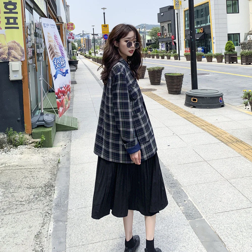 

Photo Shoot Retro Plaid Small Suit Women's 2020 Autumn New Style Korean-style Loose-Fit Slimming Short-height Coat Casual Tops