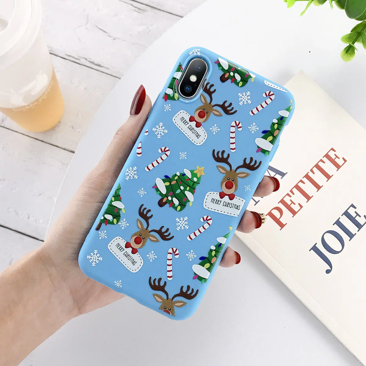 Blue Ottwn чехол для телефона с рождественским рисунком для iPhone 11 Pro Max 7 8 6 6s Plus XR X XS Max 5 5S SE милый чехол из мягкого силикона с изображением лося - Color: Blue