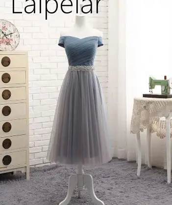 Vestido De Noiva, платье подружки невесты пыльного синего цвета, длинное платье с глубоким декольте, с бусинами, со складками, Элегантные Простые Вечерние платья для невесты, свадьбы, выпускного вечера, Новинка - Цвет: 15
