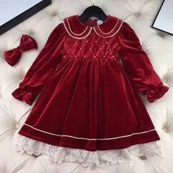 

2020 new autumn children's Korean style fashionable little girl western style golden velvet princess dress