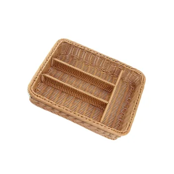 

1PC Cutlery Storage Basket Imitation Woven Mesh Forks Storage Container for Restaurant