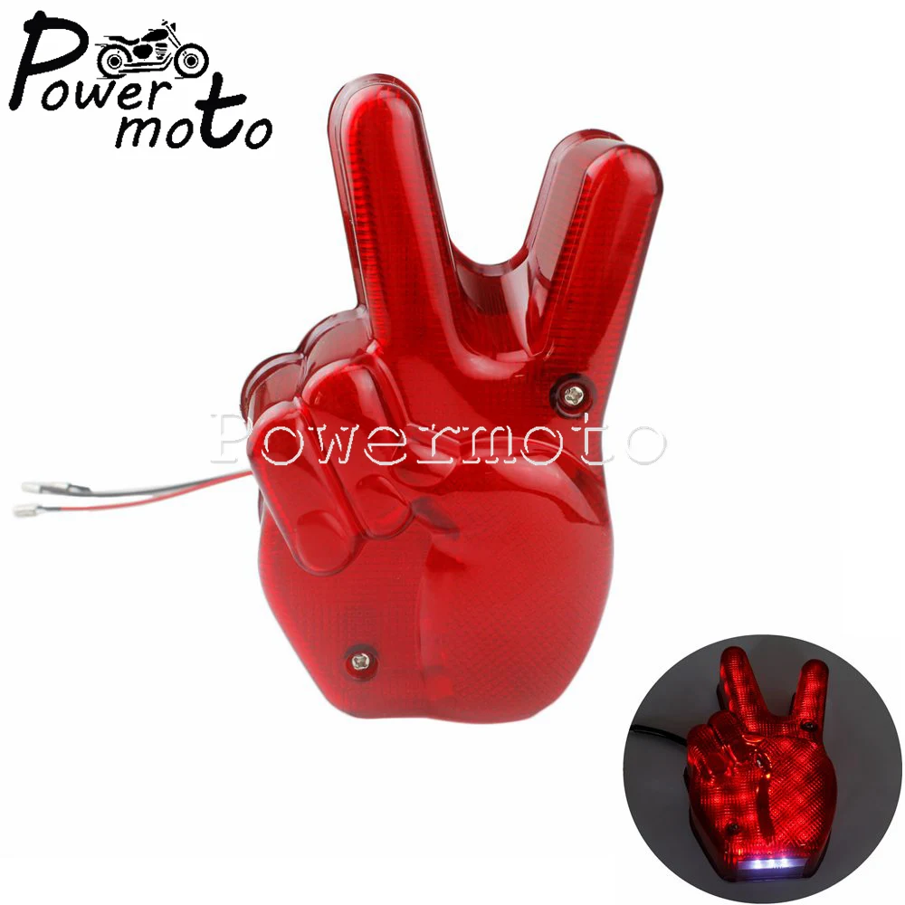 

12V LED Motorcycle Red Replica Taillights "Yeah" Victory Tail Brake Stop Light Rear Lamp Universal For Chopper Cafe Racer Bobber