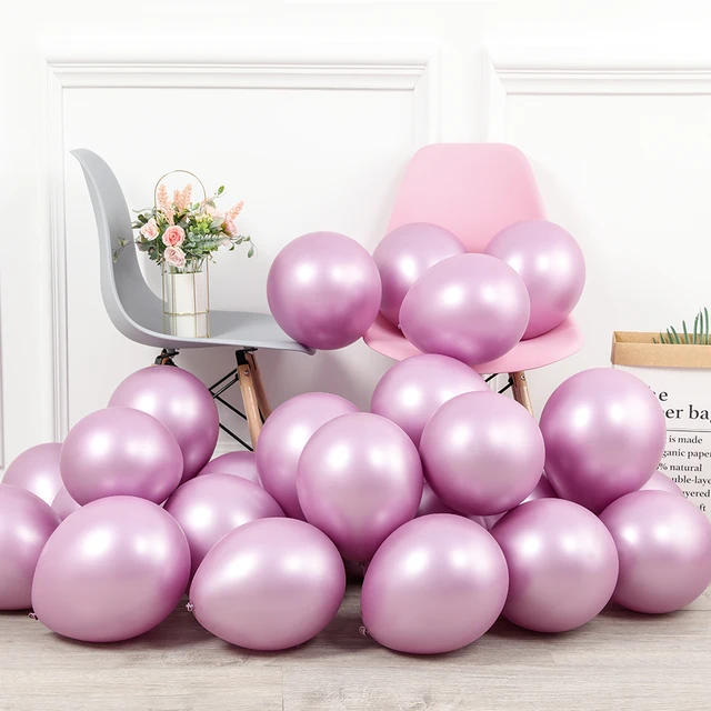 20pcs 12inch New Glossy Baby Pink Metal Pearl Latex Balloon Rose Gold Thick Chrome Metallic Globos Wedding Birthday Party Decor pink