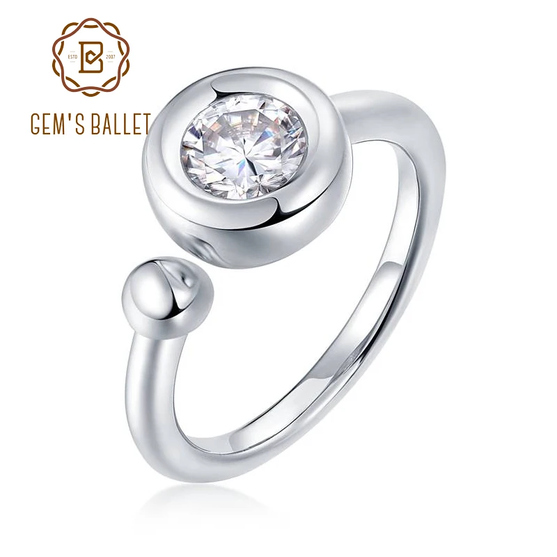 Gemb's BALLET 1.0Ct 6 5 мм Moissanite Сапфир Рубин Изумруд Регулируемый размер кольцо с камнем