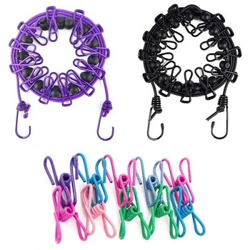

Travel Clotheslines - 2Pcs Portable Retractable Clothes Line Adjustable Elastic Hanging Drying with 10Pcs Clothespins