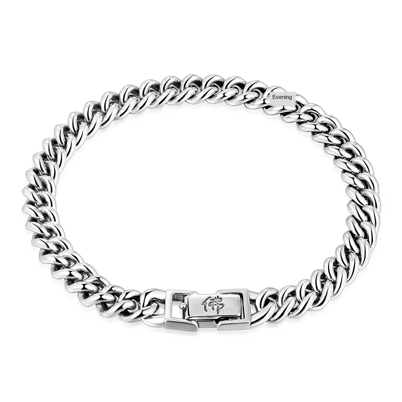 Cigovo Серебряный браслет мужской 925 Серебряный одиночный Человек Личность Прохладный японский металлический Будда браслет женский