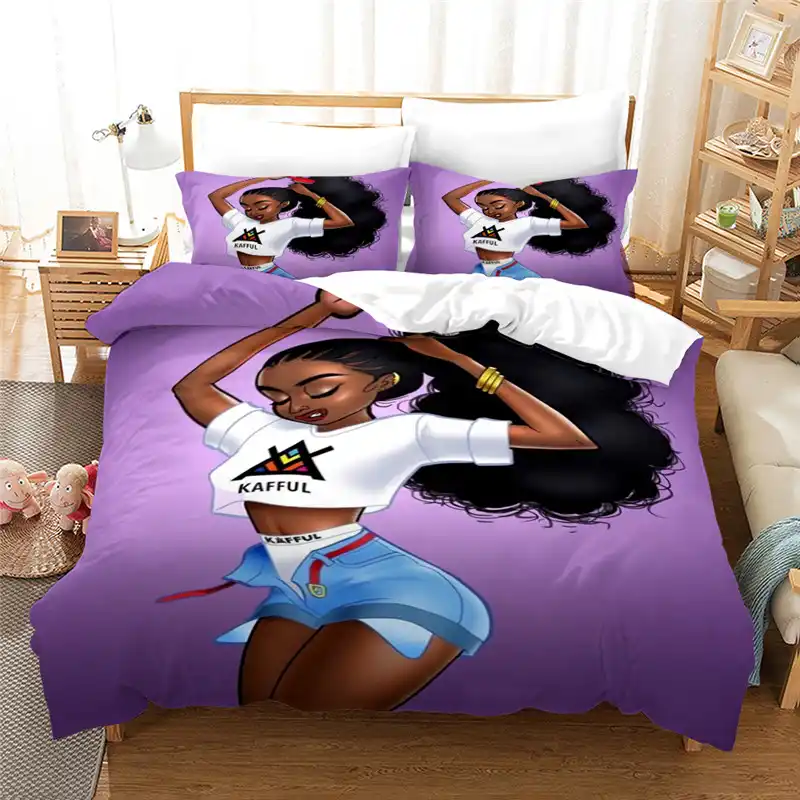 Melanin Black Girl Bedding Sets Full 