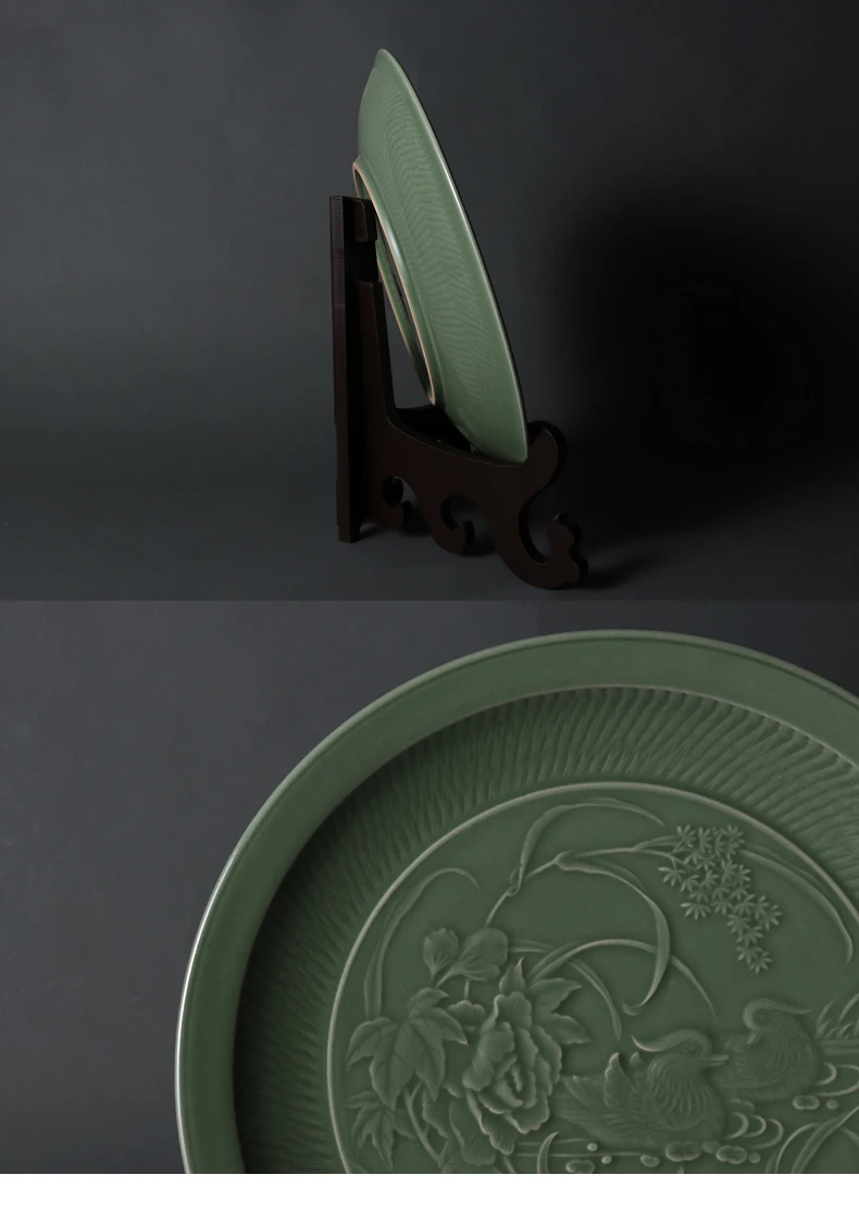 Yue Kiln celadon фарфоровая керамическая большая мандариновая утка декоративные тарелки китайских характеристик китайская чайная чашка для подарков