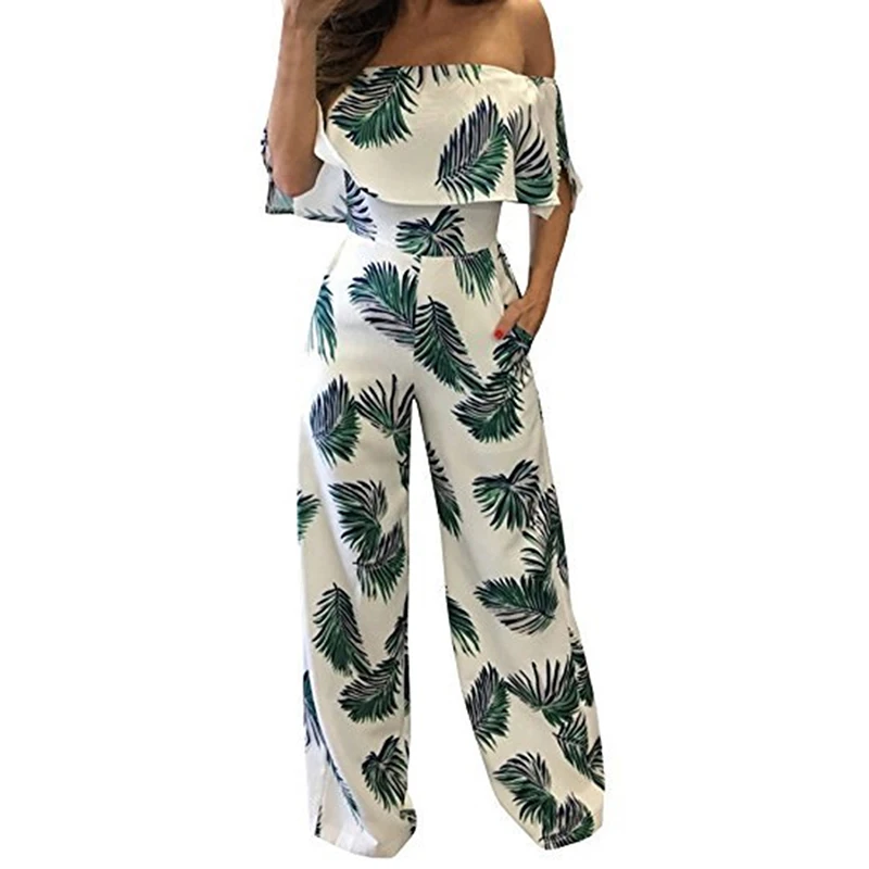 leaf print jumpsuit