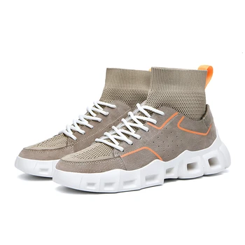 

2019 Fashion Tennis Male Lace-Up High Top Casual Shoes For Men Breathable Flats Platform Shoes Men Sock Shoes Walking Footwear