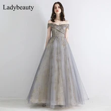 Ladybeauty/Новинка года; халат De Soiree; кружевное длинное вечернее платье с блестками и цветочным узором; элегантные вечерние платья; vestido de festa; длинное выпускное платье