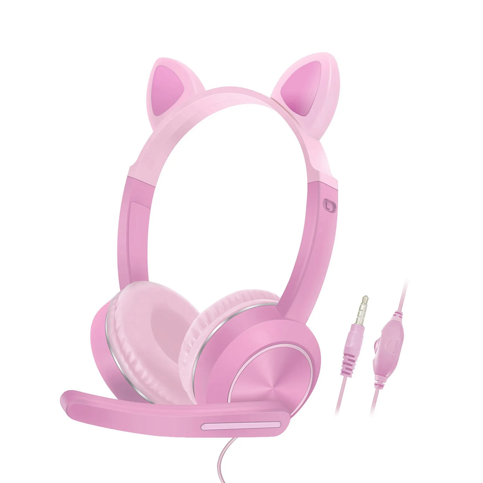 Проводная гарнитура кошачьи ушки с микрофоном hi-fi музыка игровые наушники 3 5 мм