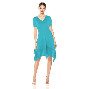 

Daily suit OWLPRINCESS The new big yards dress stitching chiffon v-neck dress with short sleeves