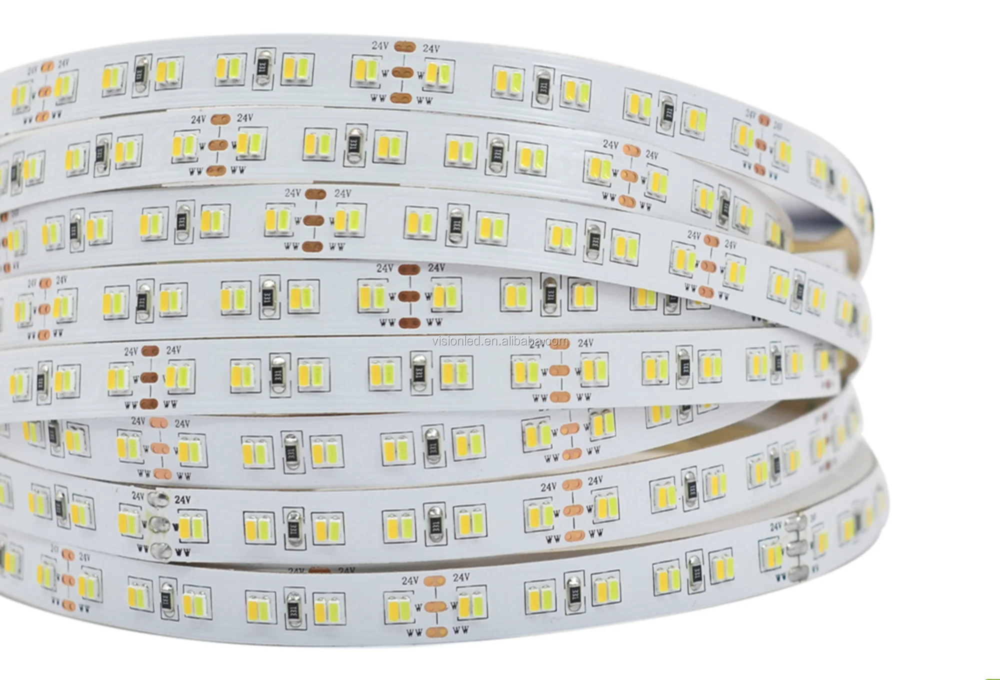 24V DC, 224led/m smd 3014(1120led/5 m) светодиодный светильник, CW+ WW CCT регулируемый