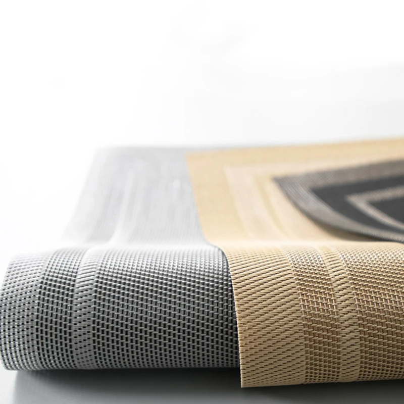 Black NEW-Placemats, Heat-Resistant Placemats Stain Resistant Anti-Skid Washable PVC Table Mats Woven Placemats, Set of 6 - Цвет: Black