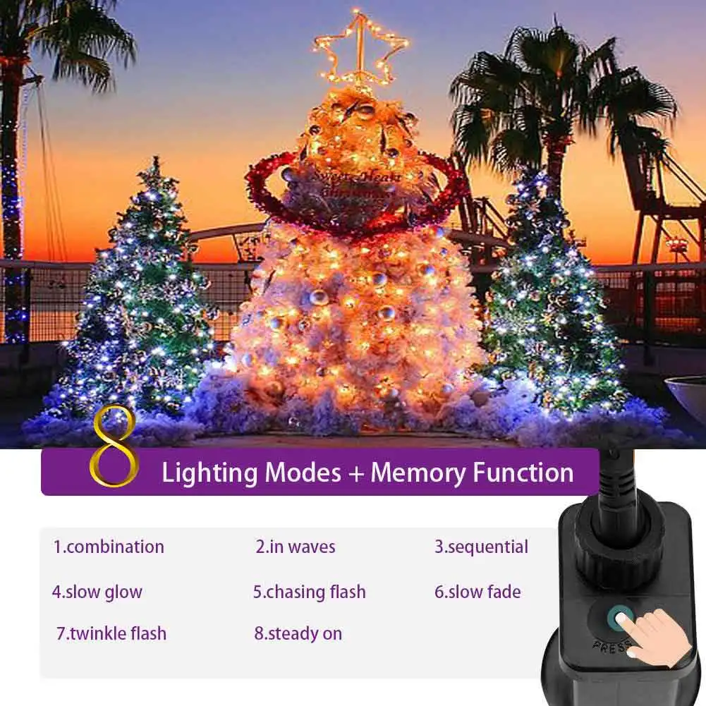 500 СИД светильник с датчиком наружной рождественской елки гирлянды светильник s, 29 в светодиодная гирлянда светильник s для вечерние свадебные Рождественский Водонепроницаемый украшения