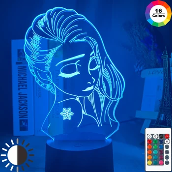 

Led Night Light Queen Elsa Figure Nightlight Color Changing Usb Battery Powered Room Light Romantic Table 3d Lamp Gift for Girls
