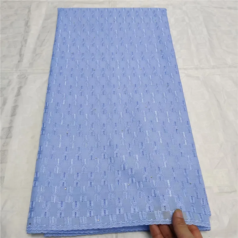 Лидер продаж нигерийский хлопок польский ткань высокое качество швейцарский польский кружевной Материал 5 ярдов с камнями 4L11109