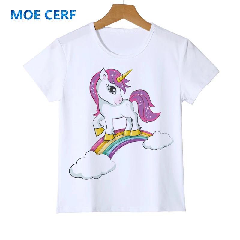 

New Funny Dabbing Unicorn Print Kid Harajuku T Shirt Boys and Girls Tshirt Cartoon Top Tees Y36-3