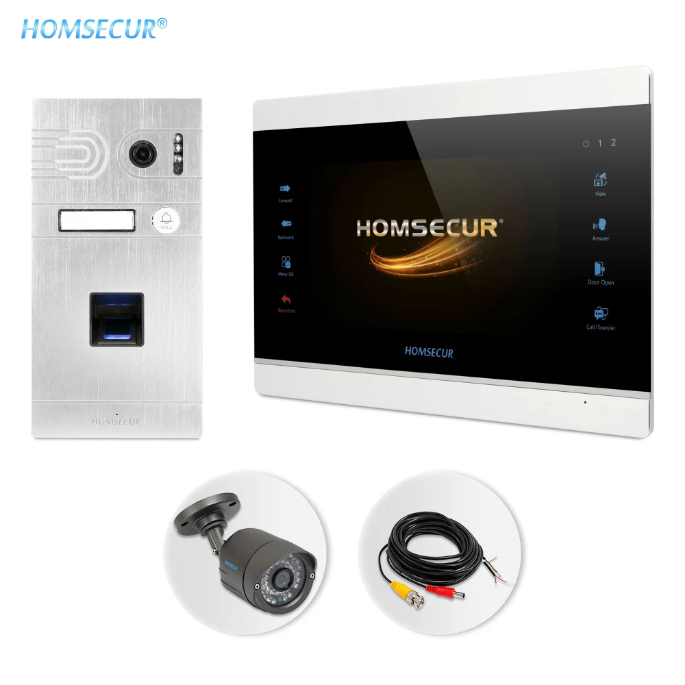 HOMSECUR " видео домофон телефонный звонок системы 1.3MP с отпечатков пальцев камера BC061HD-S+ BM704HD-S - Цвет: Kit 4